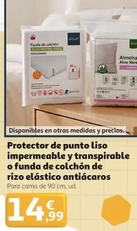 actuel - Protector De Punto Liso Impermeable Y Transpirable O Funda De Colchón De Rizo Elástico Antiacaros