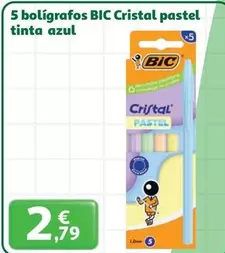 BIC - 5 Boligrafos Cristal Pastel Tinta Azul
