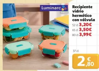 Luminarc - Recipiente Vidrio Hermético Con Valvula