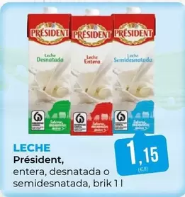 Président - Leche Entera, Desnatada O Semidesnatada Brik