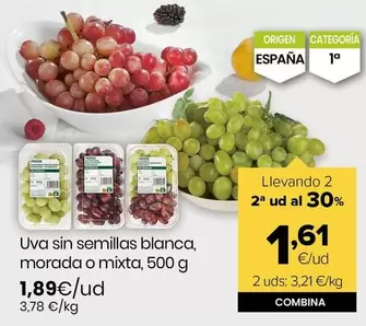 Uva Sin Semillas Blanca