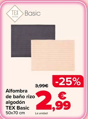 Tex Basic - Alfombra De Bano Rizo Algodon