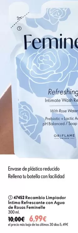 Oriflame - Feminelle Recambio Limpiador Íntimo Refrescante Con Agua De Rosas