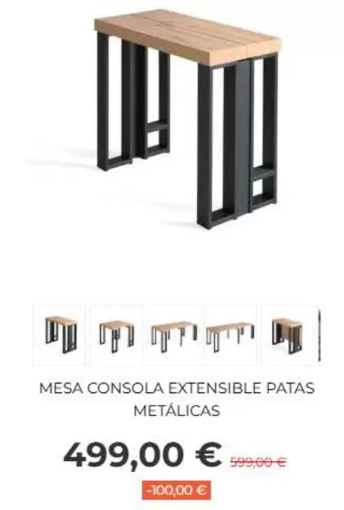 Mesa Consola Extensible Patas Metalicas
