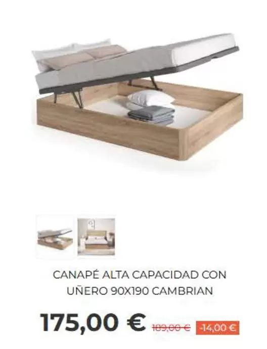 Canape Alta Capacidad Con Uñero 90x190 Cambrian