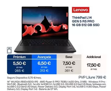 Lenovo - Thinkpad L14 Gen 5 R5 Pro 