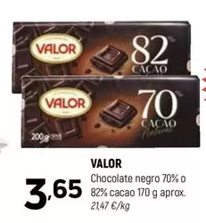 Valor - Chocolate Negro 70% O 82% Cacao