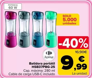 Carrefour Home - Batidora Portátil HSB37PBG-25
