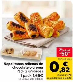 Napolitanas rellenas de chocolate o crema