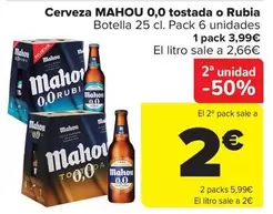 Mahou - Cerveza 0,0 Tostada O Rubia