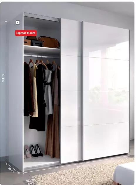 Armarios Roperos Con Puerta Corredera 2 Barras Perchas Y 2 Balda Interiores