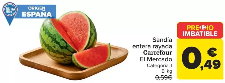 Carrefour - Sandia Entera Rayada El Mercado