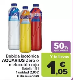 Aquarius - Bebida Isotonica Zero O Melocoton Rojo