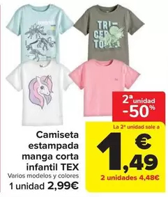Camiseta Estampada Manga Corta Infantil Tex