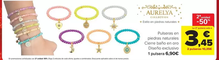 Aurelya - Pulseras En Piedras Naturales Cierre Bano En Oro Diseno Exclusivo
