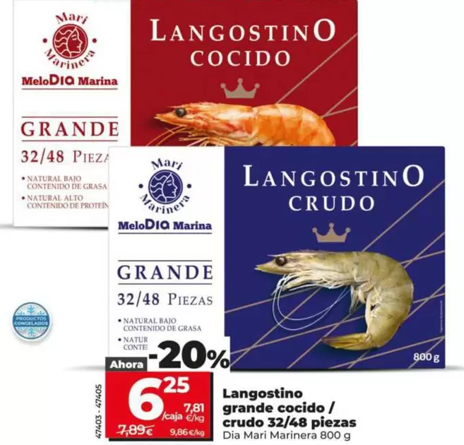 Dia Mari Marinera - Langostino Grande Cocido/Crudo 32/48 Piezas