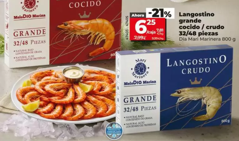 Dia Mari Marinera - Langostino Grande Cocido/Crudo 32/48 Piezas