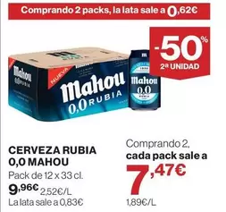 Mahou - Cerveza Rubia 0.0