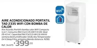 Aire Acondicionado Portatil Tad 2335 Wifi Con Bomba De Calor