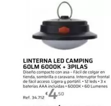 Linterna Led Camping 60Lm 6000K + 3Pilas