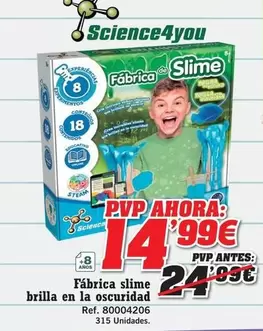 Science4You - Fábrica Slime Brilla En La Oscuridad