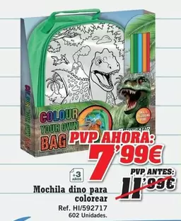 Mochila Dino Para Colorear