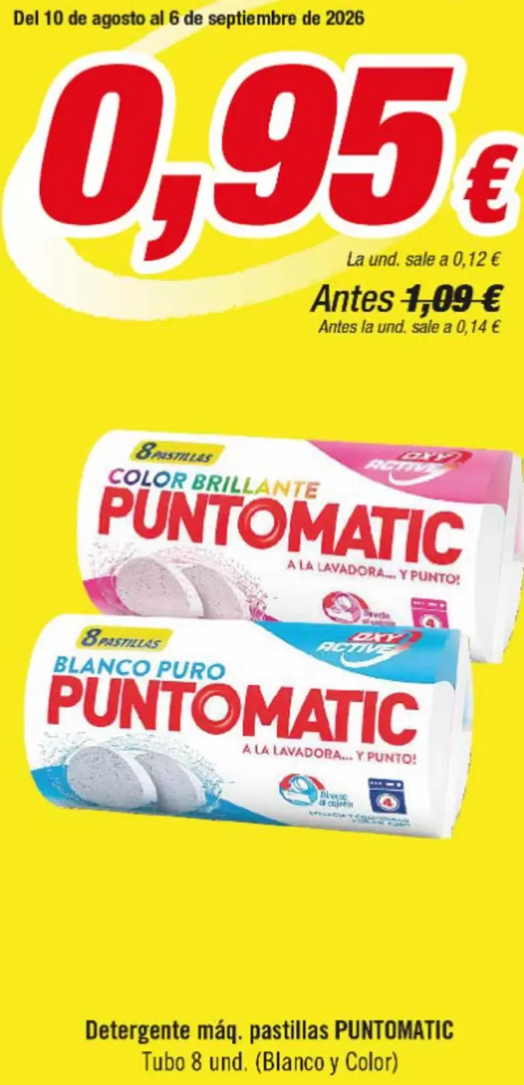 Puntomatic - Detergente Máq. Pastillas Blanco Y Color