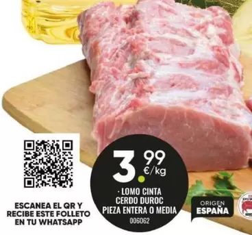 duroc - Lomo Cinta Cerdo Duroc