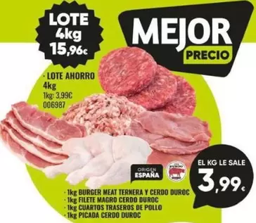 1Kg Burger Meat Ternera Y Cerdo Duroc/1Kg Filete Magro Cerdo Duroc/1Kg Cuartos Traseros De Pollo/1Kg Picada Cerdo Duroc Origen España