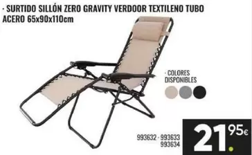 Surtido Sillon Zero Gravity Verdoor Textileno Tubo Acero