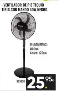 Tequio - Ventilador De Pie Tirig Con Mando 40w Negro