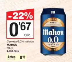 Mahou - Cerveza 0,0% Tostada