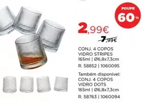 Conj. 4 Copos Vidro Stripes
