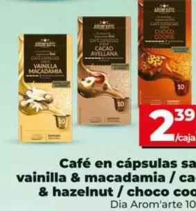 Dia Arom'arte - Café En Cápsulas Sabor Vainilla & Macadamia/Cacao & Hazelnut/Choco Cookie