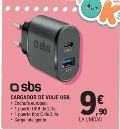 Sbs - Cargador De Viaje Usb