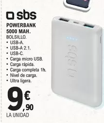Sbs - Powerbank 5000 MAH