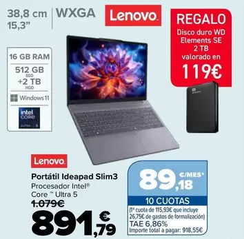 Lenovo - Portatil Ideapad Slim3