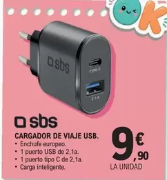 Sbs - Cargador De Viaje Usb