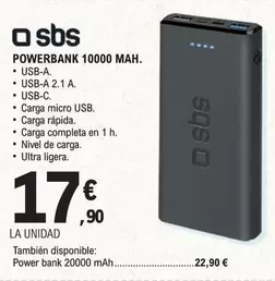Sbs - Powerbank 10000 Mah.