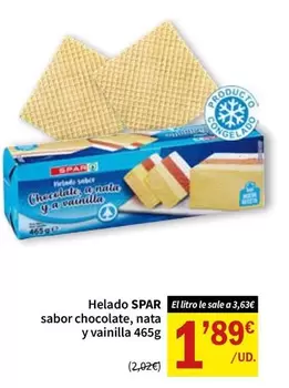Spar - Helado Sabor Chocolate, Nata Y Vainilla