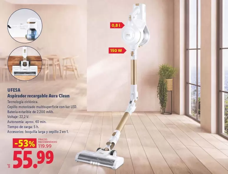 Ufesa - Aspirador Recargable Aura Clean
