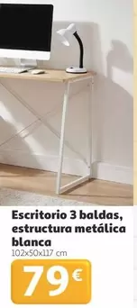 Escritorio 3 Baldas, Estructura Metálica Blanca
