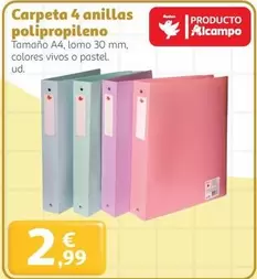 alcampo - Carpeta 4 Anillas Polipropileno