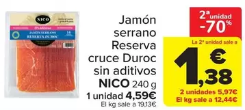 Nico - Jamón Serrano Reserva Cruce Duroc Sin Aditivos