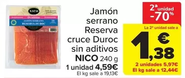 Nico - Jamón Serrano Reserva Cruce Duroc Sin Aditivos