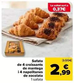 Safata De 4 Croissants De Mantega I 4 Napolitanes De Xocolata