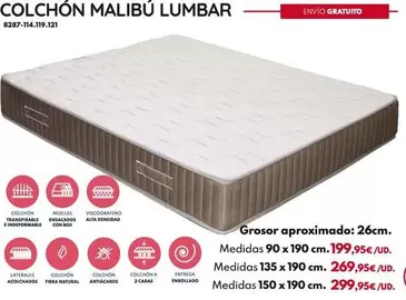 Colchón Malibú Lumbar - 90x190x26cm Roll