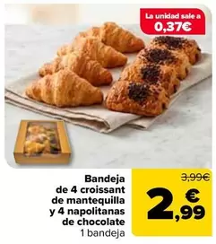 Bandeja De 4 Croissant De Mantequilla Y 4 Napolitanas De Chocolate