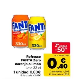 fanta - Refresco Zero Naranja O Limon