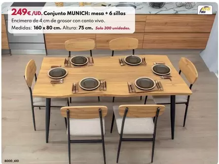 Conjunto MUNICH: Mesa + 6 Sillas